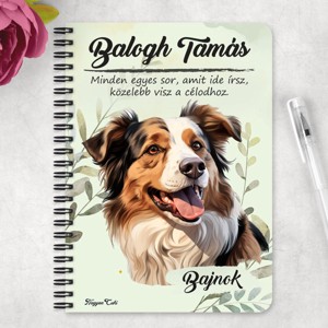 Személyre szabható - Ausztrál juhászkutya portré mintás A6-os füzet - otthon & életmód - papír, írószer - jegyzetfüzet & napló - Meska.hu