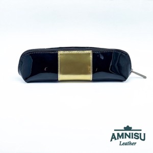 Fekete lakk - arany lakk rombusz swarovski köves bőr neszeszer / tolltartó L8002-2008 - táska & tok - neszesszer - Meska.hu