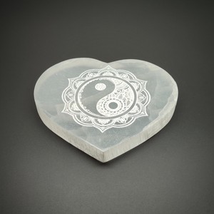 Szelenit szív lapos yin yang mandala 7-8cm - Meska.hu