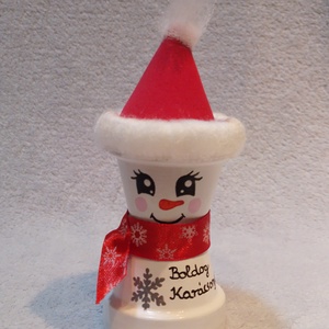 Mini Hóember, Kellékek & szerszámok, Díszíthető tárgyak, Cserép, Festett tárgyak, MESKA
