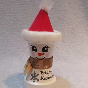Mini Hóember - kellékek & szerszámok - díszíthető tárgyak - cserép - Meska.hu