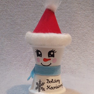Mini Hóember - kellékek & szerszámok - díszíthető tárgyak - cserép - Meska.hu