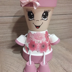 Flóra, Otthon & Életmód, Ház & Kert, Cserépbaba, Decoupage, transzfer és szalvétatechnika, Festett tárgyak, MESKA