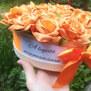 Be Happy selyemrózsa doboz anyák napi virágdoboz - otthon & életmód - dekoráció - virágdísz és tartó - virágbox, virágdoboz - Meska.hu