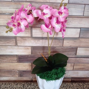 Rózsaszín orchidea selyemvirág műanyag kaspóban asztaldísz tavaszi dekoráció műnövény, Otthon & Lakás, Dekoráció, Virágdísz és tartó, Csokor & Virágdísz, Mindenmás, MESKA