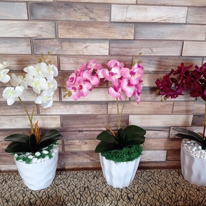 3X Orchidea fehér kaspóban asztaldísz tavaszi dekoráció műnövény selyemvirág 3 db-os szett , Otthon & Lakás, Dekoráció, Virágdísz és tartó, Csokor & Virágdísz, Mindenmás, MESKA