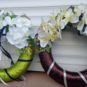 Orchidea selyemvirágos koszorú 25 cm - kétféle - otthon & életmód - vallás - temetkezési tárgy - Meska.hu