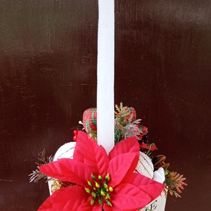 Gyertyás karácsonyi asztaldísz -piros/fehér/zöld - karácsony - karácsonyi lakásdekoráció - karácsonyi lakásdíszek - Meska.hu