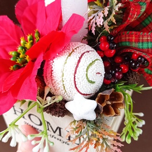 Gyertyás karácsonyi asztaldísz -piros/fehér/zöld - karácsony - karácsonyi lakásdekoráció - karácsonyi lakásdíszek - Meska.hu