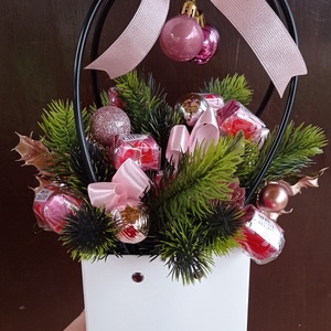 Mon cheri bonbonos dekor táska karácsonyi ajándék  - karácsony - karácsonyi lakásdekoráció - karácsonyi lakásdíszek - Meska.hu