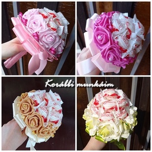 Raffaello bonbon csokor habrózsa édesség csokor többféle színben kérhető ballagás szülinap anyák napja nőnap óvónéni  - otthon & életmód - virágdekoráció - virágok - virágcsokor - Meska.hu