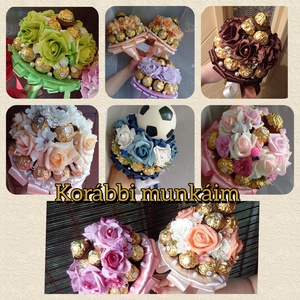 Ferrero bonbon csokor habrózsa édesség csokor többféle színben kérhető ballagás szülinap anyák napja nőnap - otthon & életmód - virágdekoráció - virágok - virágcsokor - Meska.hu