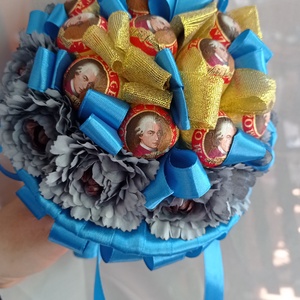 Mozart bonbonos habrózsa csokor édesség örökcsokor - Meska.hu