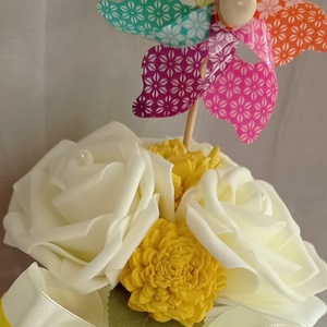 Ballagási tölcsér csokor színes szélforgóval - Meska.hu