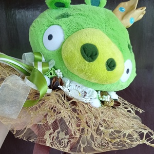 Angry Birds Malackirály plüss ballagási csokor - Meska.hu