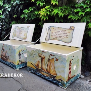 Névre szóló, hajós játéktároló láda - otthon & életmód - bútor - Meska.hu
