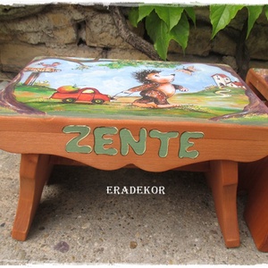 Névre szóló erdős, sünis sámli, Otthon & Lakás, Babaszoba, gyerekszoba, Gyerek szék, sámli, Festett tárgyak, Meska