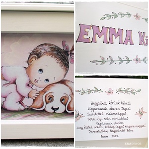 A rózsaszín kislány és a kutyus - otthon & lakás - babaszoba, gyerekszoba - játéktároló - Meska.hu