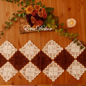 Nyers fehér és csoki barna romantika - otthon & lakás - dekoráció - asztal és polc dekoráció - horgolt & csipketerítő - Meska.hu
