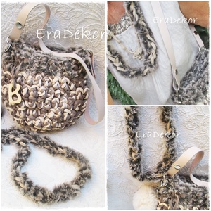 Monogramos,  szőrmés táska nyaklánccal - táska & tok - kézitáska & válltáska - válltáska - Meska.hu