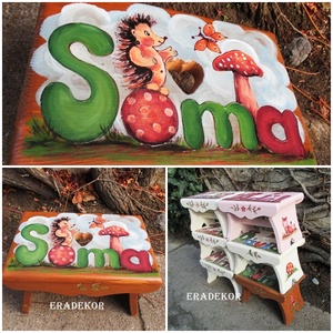 Festett sámli gyerekeknek, Otthon & Életmód, Babaszoba, gyerekszoba, Gyerek szék, sámli, Festett tárgyak, MESKA