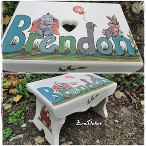 Névre szóló ajándék  keresztelőre , babalátogatásra kisfiúnak - otthon & életmód - babaszoba, gyerekszoba - gyerek szék, sámli - Meska.hu