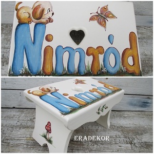 Labdás, autós mesék, névre szóló sámlik kisfiúknak babalátogatásra - otthon & életmód - babaszoba, gyerekszoba - gyerek szék, sámli - Meska.hu