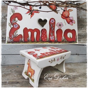 Emília így Emília úgy,  névre szóló ajándék kislányoknak - otthon & lakás - babaszoba, gyerekszoba - gyerek szék, sámli - Meska.hu