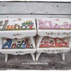 Lila nyuszis mese, ajándék keresztelőre - otthon & életmód - babaszoba, gyerekszoba - gyerek szék, sámli - Meska.hu