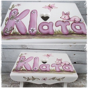 Lila nyuszis mese, ajándék keresztelőre - otthon & életmód - babaszoba, gyerekszoba - gyerek szék, sámli - Meska.hu