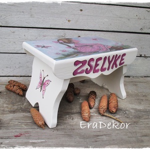 A rózsaszín ruhás kislány meséje, sámlik kislányoknak  - otthon & életmód - babaszoba, gyerekszoba - gyerek szék, sámli - Meska.hu