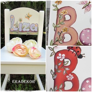 Névvel festett székek kislányoknak, Otthon & Lakás, Babaszoba, gyerekszoba, Gyerek szék, sámli, Festett tárgyak, MESKA