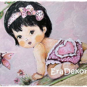 A rózsaszín pillangós bébi, ajtónévtábla kislányoknak - otthon & lakás - babaszoba, gyerekszoba - gyerek névtábla - Meska.hu