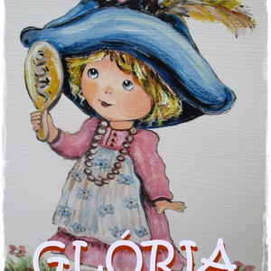 Tükröm, tükröm, ajtónévtábla kislányoknak, Otthon & Életmód, Babaszoba, gyerekszoba, Gyerek névtábla, Festett tárgyak, MESKA