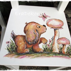 Bébi állatokkal festett  székek kislányoknak, Otthon & Lakás, Babaszoba, gyerekszoba, Gyerek szék, sámli, Festett tárgyak, MESKA