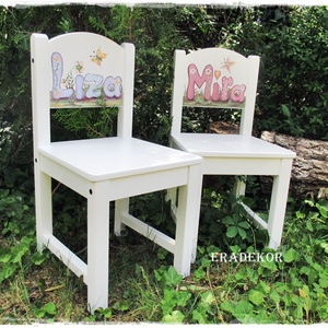 Névvel festett székek kislányoknak 2db, Otthon & Lakás, Babaszoba, gyerekszoba, Gyerek szék, sámli, Festett tárgyak, MESKA