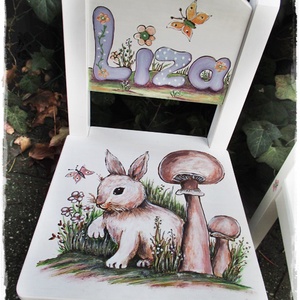 Nyuszis, festett székek kislányoknak - otthon & lakás - babaszoba, gyerekszoba - gyerek szék, sámli - Meska.hu