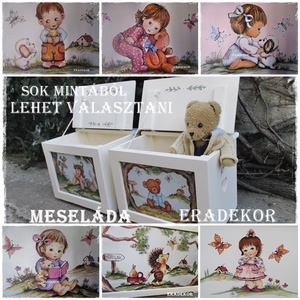 Mesés játéktároló  láda keresztelőre - otthon & életmód - babaszoba, gyerekszoba - játéktároló - Meska.hu