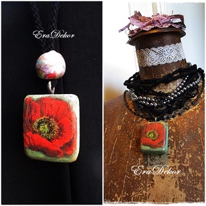 Pipacsom virágom nyaklánc - Meska.hu