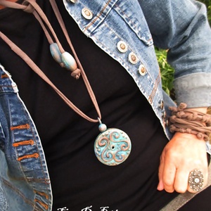 Rusztikus türkiz mánia nyaklánc - ékszer - nyaklánc - medálos nyaklánc - Meska.hu