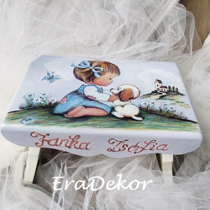 Szeretem a kutyámat, mesés sámli, Játék & Sport, Keresztelőajándékok, Festett tárgyak, MESKA