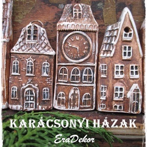Havas  karácsonyi falu 3db - karácsony - karácsonyi lakásdekoráció - karácsonyfadíszek - Meska.hu
