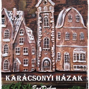 Havas  karácsonyi falu 3db - karácsony - karácsonyi lakásdekoráció - karácsonyfadíszek - Meska.hu