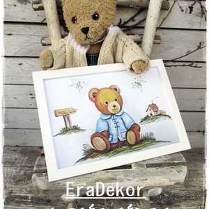  Fiús mackós  mesés kép a gyerekszobába 1db, Játék & Sport, Keresztelőajándékok, Fotó, grafika, rajz, illusztráció, MESKA
