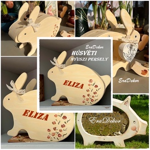  Húsvéti nyuszipersely, névvel, Játék & Sport, Keresztelőajándékok, Festett tárgyak, MESKA