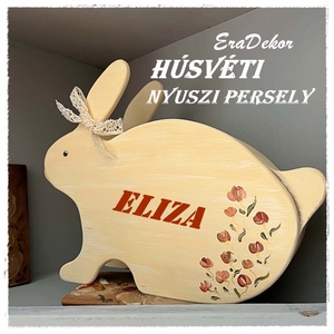 Virágos húsvéti nyuszi persely gyerekeknek, Játék & Sport, Keresztelőajándékok, Festett tárgyak, MESKA
