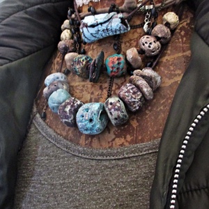 2db Rusztikus türkiz bohémia - ékszer - nyaklánc - hosszú nyaklánc - Meska.hu