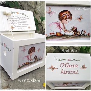 Cicás játéktároló kincsesláda keresztelőre - Meska.hu