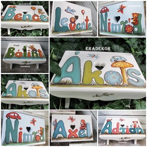  Autós sámli a neveddel,  kisfiúknak  karácsonyra - otthon & életmód - babaszoba, gyerekszoba - gyerek szék, sámli - Meska.hu