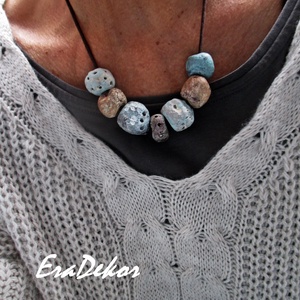  Bohém romantika nyaklánc kékes bronz - Meska.hu